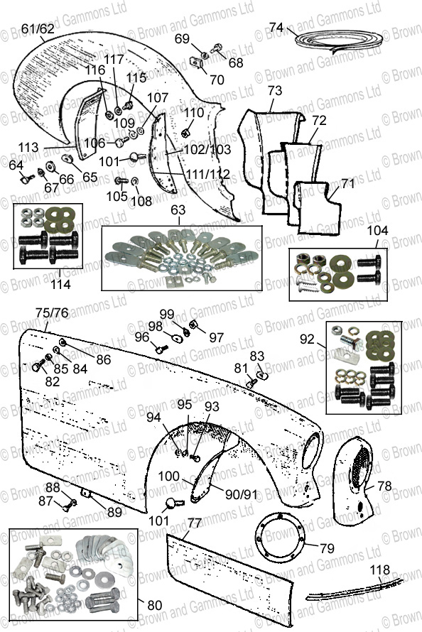 Image for Front & Rear Wings. Splash panels & Fixings